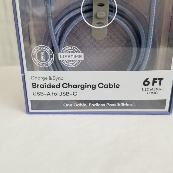 Artikl Charge & Sync Braided Charging Cable 6f USB-A to UBC-C 3X Faster Charging - Picture 2 of 16